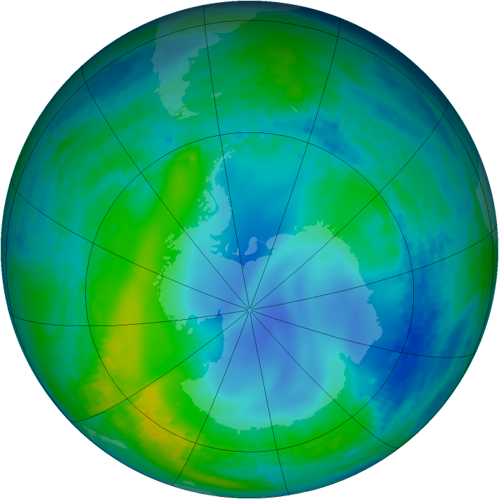 Antarctic ozone map for 28 May 2003